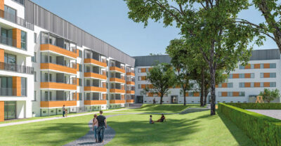 Ein Entwurf der Duong Architekten GmbH – so soll die Rückansicht der Gebäude in der Bundschuhstraße künftig aussehen.